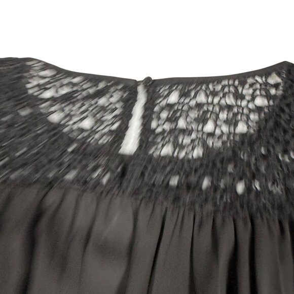 Ann Taylor Loft Black Blouse Small Crochet Yoke Long Sleeve Flowy Design New Wit - Picture 7 of 7